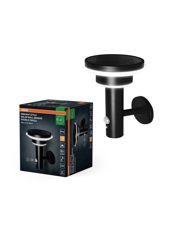 Osram ENDURA Style Solar Double Circle Wall 400lm 6W/830 70mm black