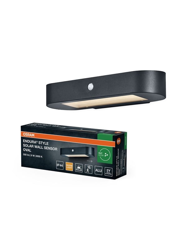 Osram ENDURA Style Solar Oval Wall 550lm 3.2W/830 60mm dark grey