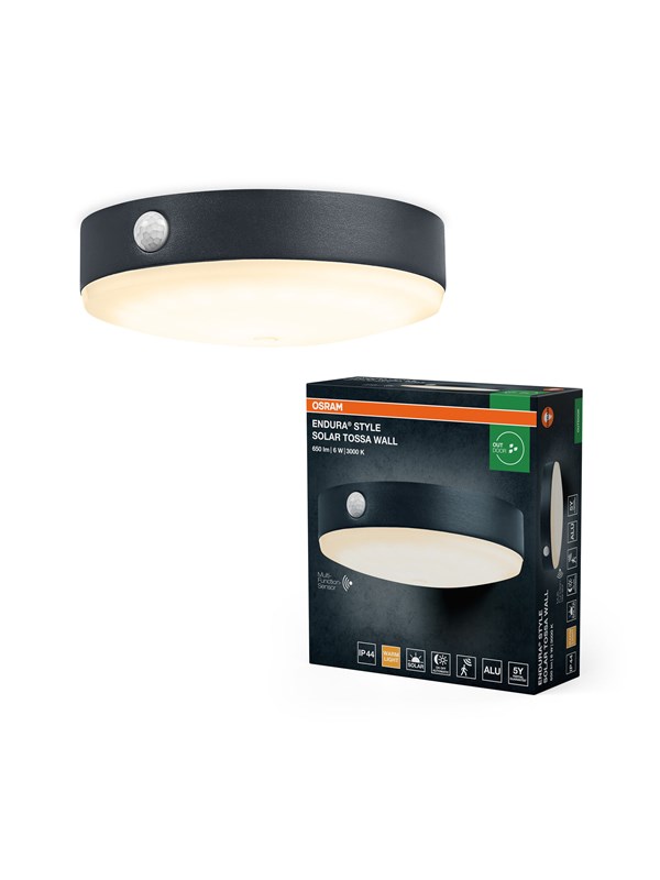 Osram ENDURA Style Solar Tossa Wall 650lm 3.6W/830 130mm dark grey