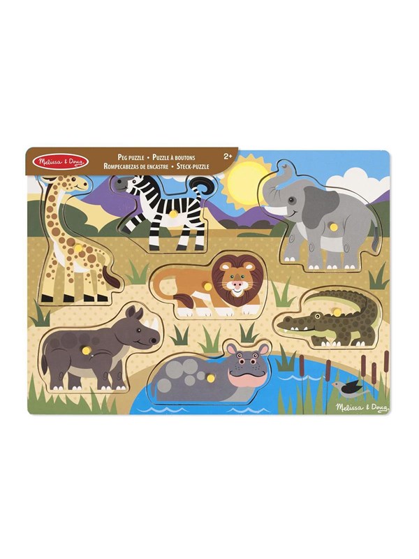Melissa & Doug Wooden Peg Puzzle Safari Holz