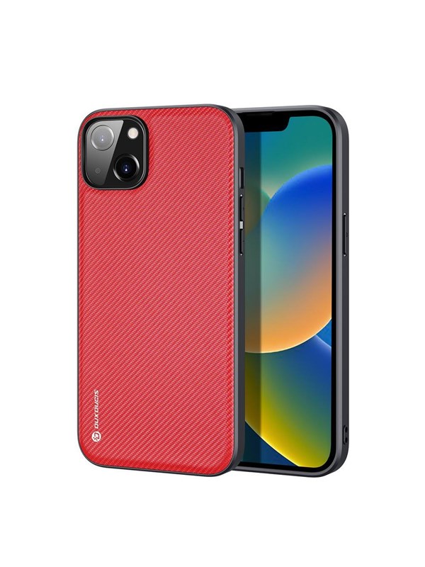 Dux Ducis Fino Case Cover Covered With Nylon Material iPhone 14 Plus Red