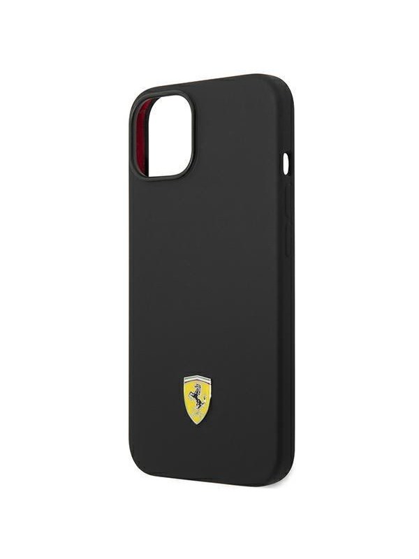 Ferrari Silicone Metal Logo Case for iPhone 14 - Black