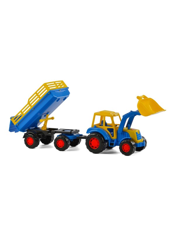 Cavallino Toys Cavallino Tractor with Front Loader and Trailer Blue