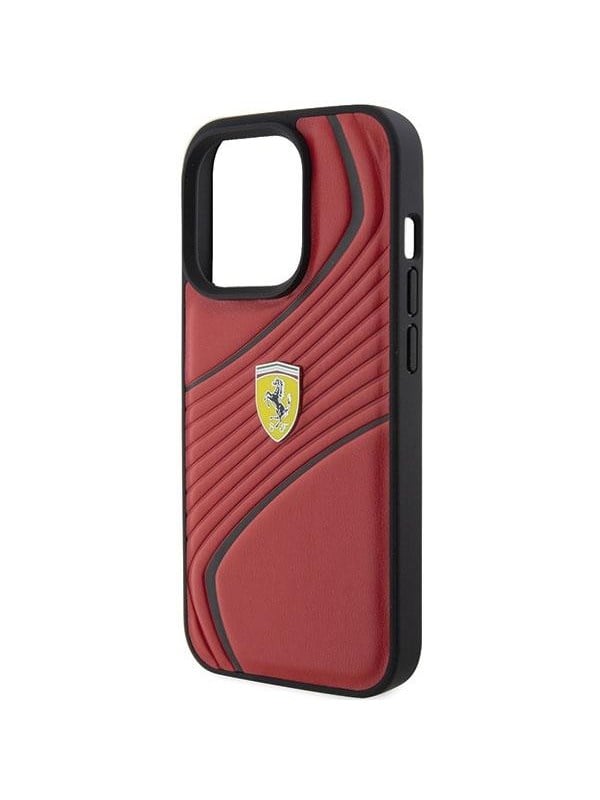 Apple iPhone 15 Pro Schutzhülle Case Twist Metal Logo Rot