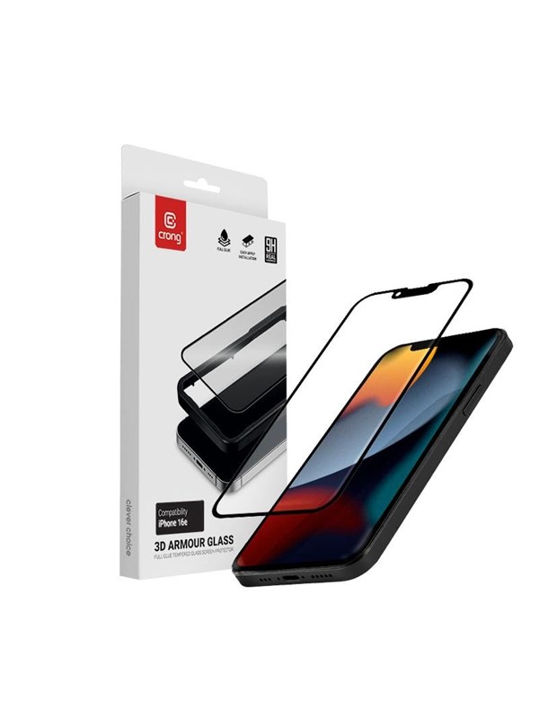 CRONG 3D Armor Glass - Tempered Glass iPhone 17e / 16e / 14 / 13 / 13 Pro + Installation Frame