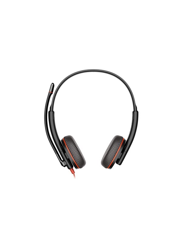 Poly Blackwire C3225 kabelgebundene Kopfhörer mit flexiblem Mikrofon für Büro und Callcenter schwarz