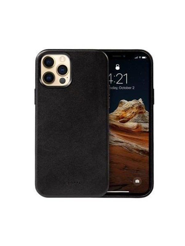 CRONG Essential Cover - iPhone 12 Pro Max Faux Leather Case (Black)