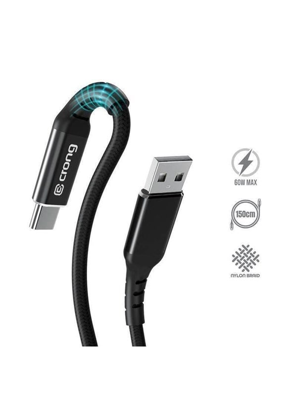 CRONG Armor Link - 60W PD 3A USB-A to USB-C Cable 150cm (Black)