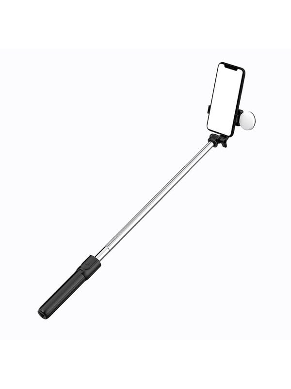 Hurtel Selfie Stick WR1YXS Telescopic Tripod 0.71m with Round Lamp - Black