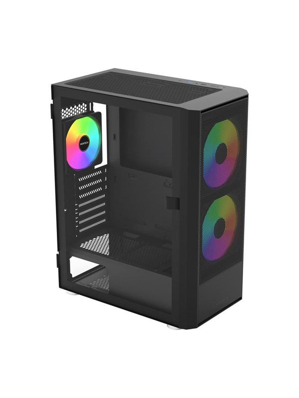 Montech X5 Black Mid Tower PC Case with 4 x ARGB Fans with GPU Support