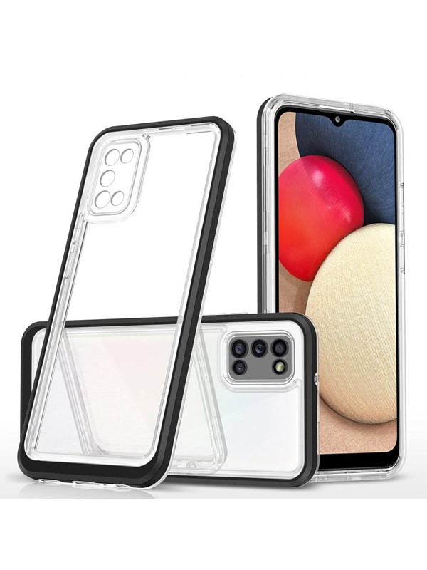 Hurtel Clear 3in1 Case for Samsung Galaxy A03s (166) Frame Gel Cover Black