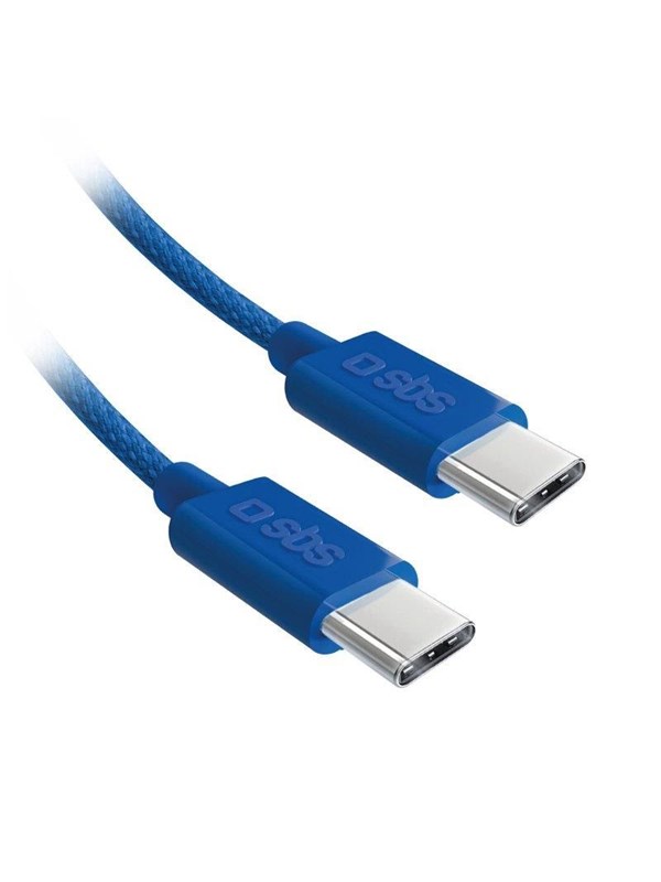 SBS TECABLETISSUETCCB USB-C - USB-C 1.5m 60W braided cable - blue