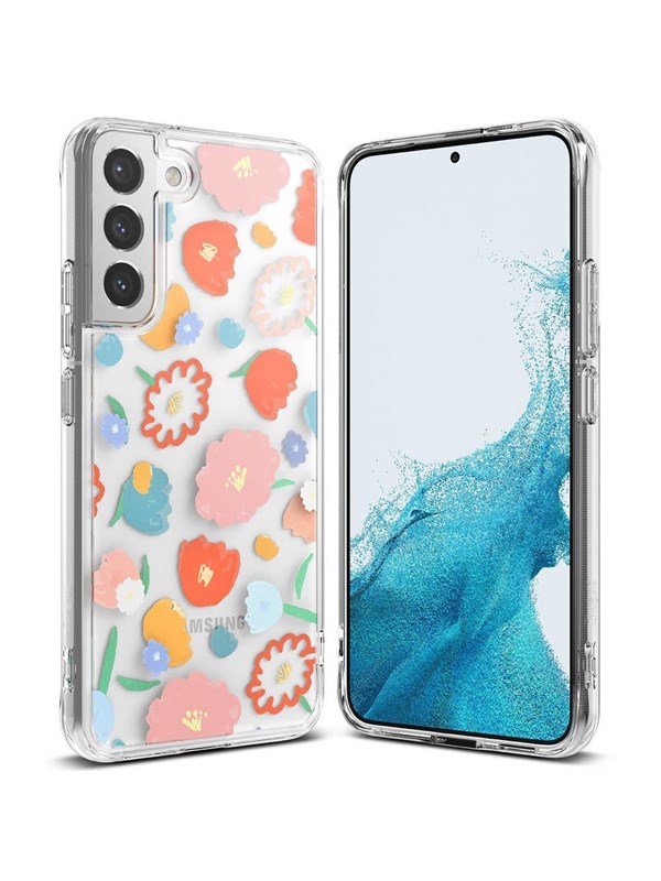 Ringke Fusion Design Armored Case Cover with Gel Frame Samsung Galaxy S22+ (S22 Plus) Transparent (Floral) (F593R31)