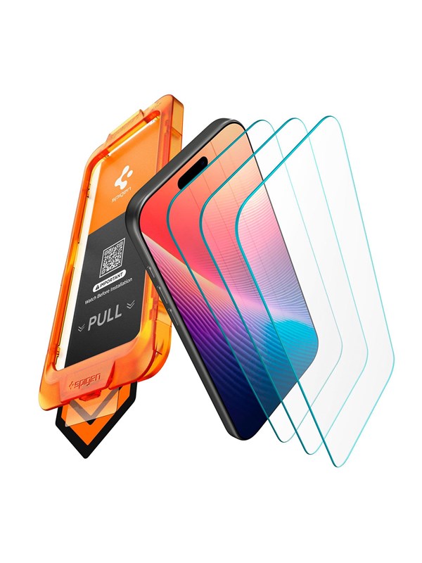 Schutzfolie Spigen GlastR Align Master Slim für Apple iPhone 17 Pro Max, Gehärtetes Glas, Vollkleber, Set 3 Stück AGL10099