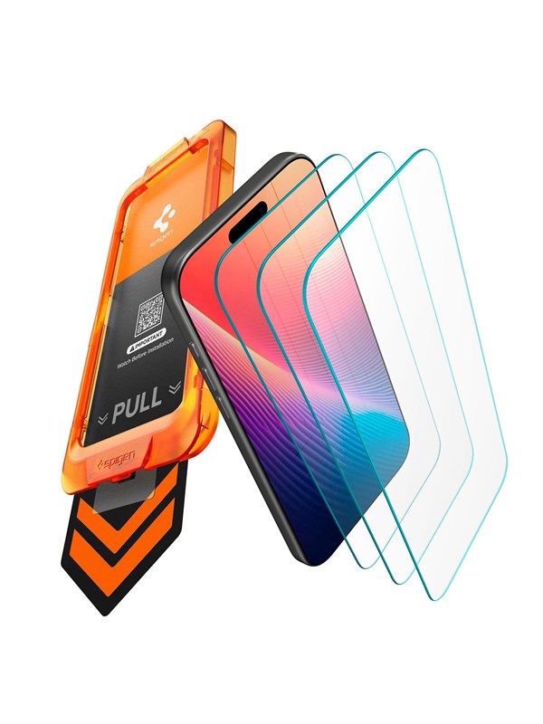 Schutzfolie Spigen GlastR Align Master Slim für Apple iPhone 17, Gehärtetes Glas, Vollkleber, Set 3 Stück AGL10484