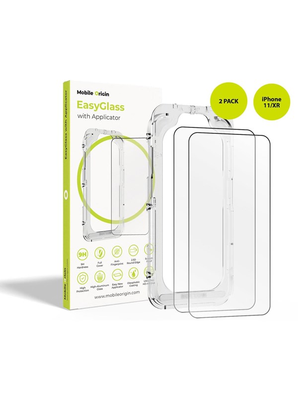 Mobile Origin EasyGlass with Applicator iPhone 11/XR - 2 pack