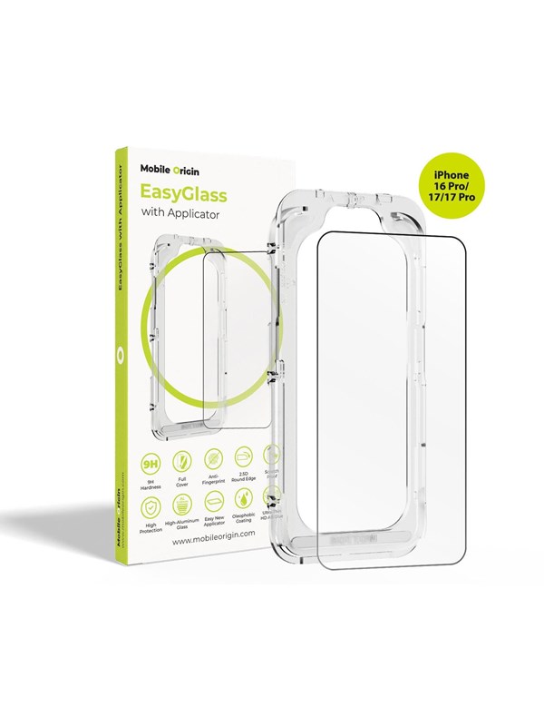 Mobile Origin EasyGlass with Applicator iPhone 16 Pro/17/17 Pro