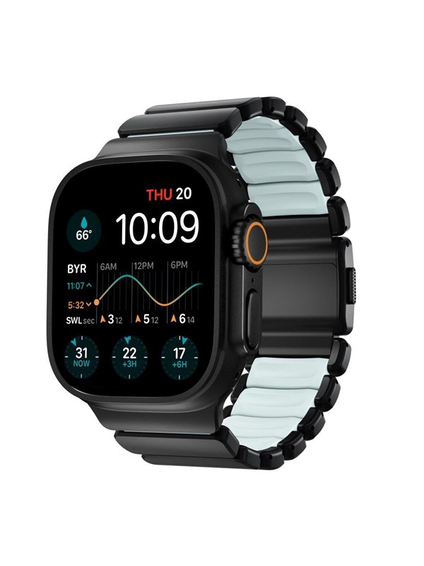 Nomad Stratos Band - 49mm  Black Titanium  Icy Blue Glow FKM