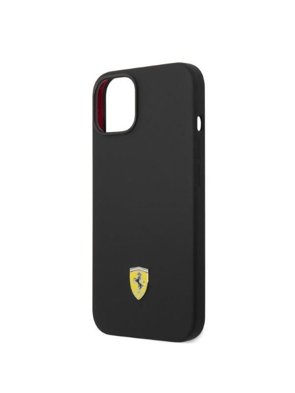 Ferrari Silicone Metal Logo Magsafe Case for iPhone 14 - Black