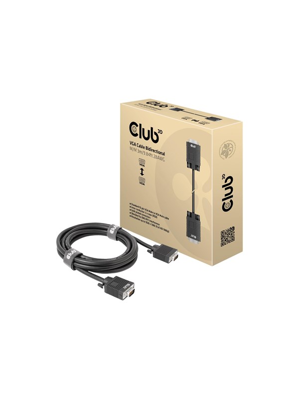 CLUB3D VGA Cable Bidirectional M/M 3m/9.84ft 28AWG