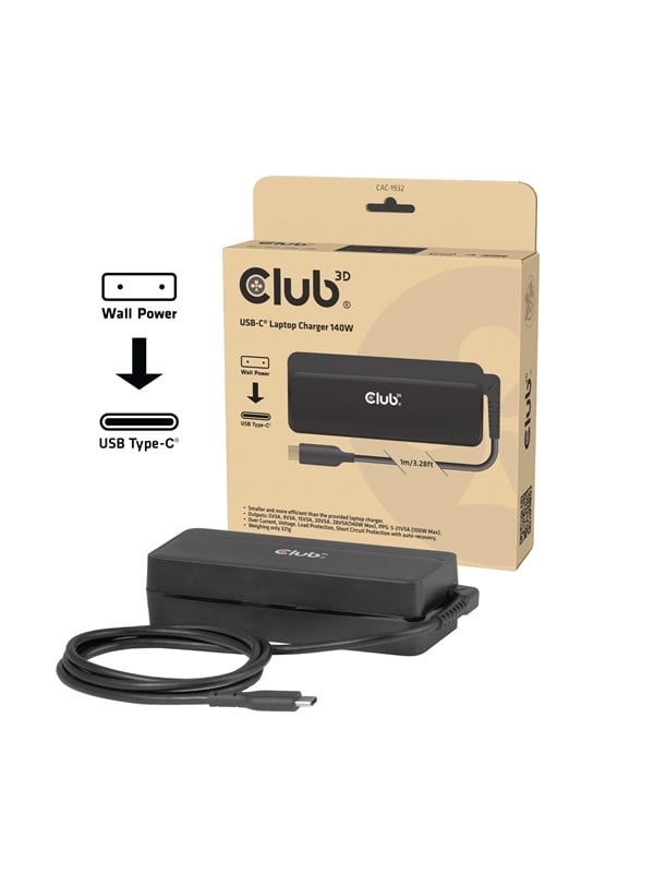 Club 3D CAC-1932 USBC Laptop Charger 140W 1m