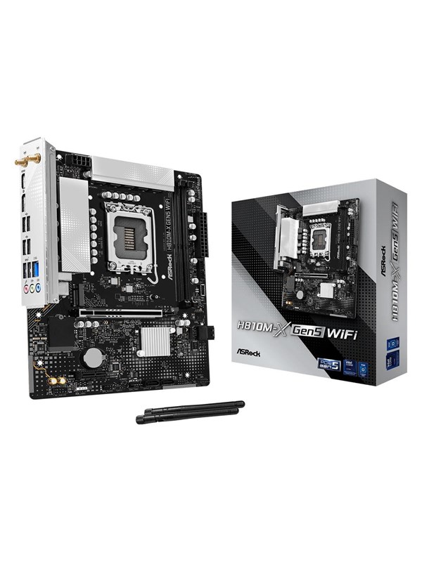 Image of ASRock H810M-X Gen5 WiFi Mainboard - Intel H810 - Intel LGA1851 - DDR5 RAM - Micro-ATX