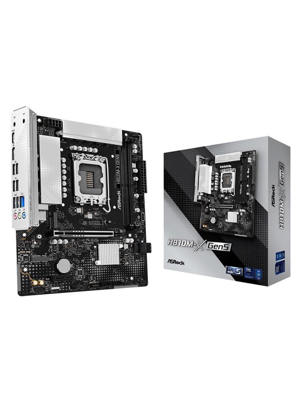 Image of ASRock H810M-X Gen5 Mainboard - Intel H810 - Intel LGA1851 - DDR5 RAM - Micro-ATX