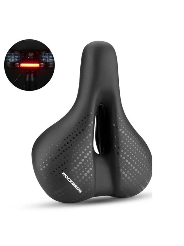 Rockbros 38218916002 MTB bicycle saddle + lamp - black