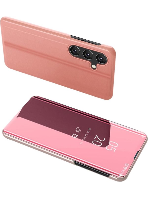 Hurtel Clear View Case Cover for Samsung Galaxy A24 4G Cover with a Flap Pink