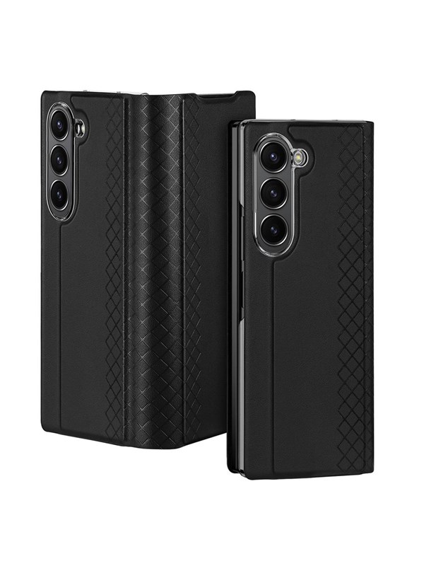 Dux Ducis Brill Leather Case for Samsung Galaxy Z Fold 6 with Flip and Card Pocket - Black