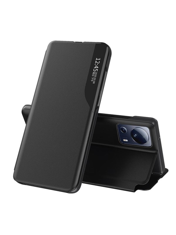 Hurtel Eco Leather View Case Case for Xiaomi 13 Lite with a Flip Stand Black