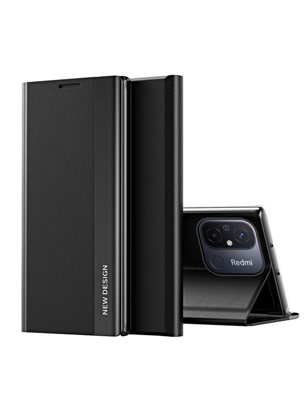 Schutzhülle mit Klappe und Ständer für Xiaomi Redmi 11A   Poco C55   Redmi 12C Sleep Case Pro schwarz