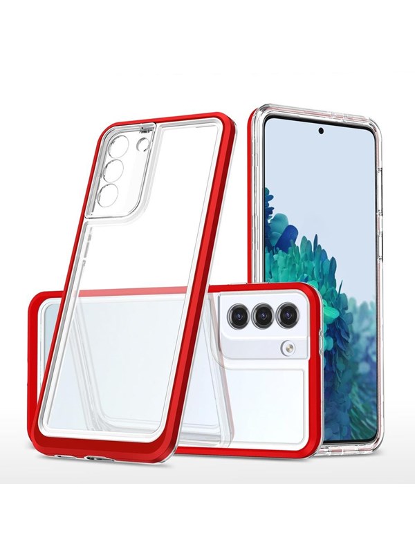 Hurtel Clear 3in1 Case for Samsung Galaxy S23+ Silicone Cover with Frame Red