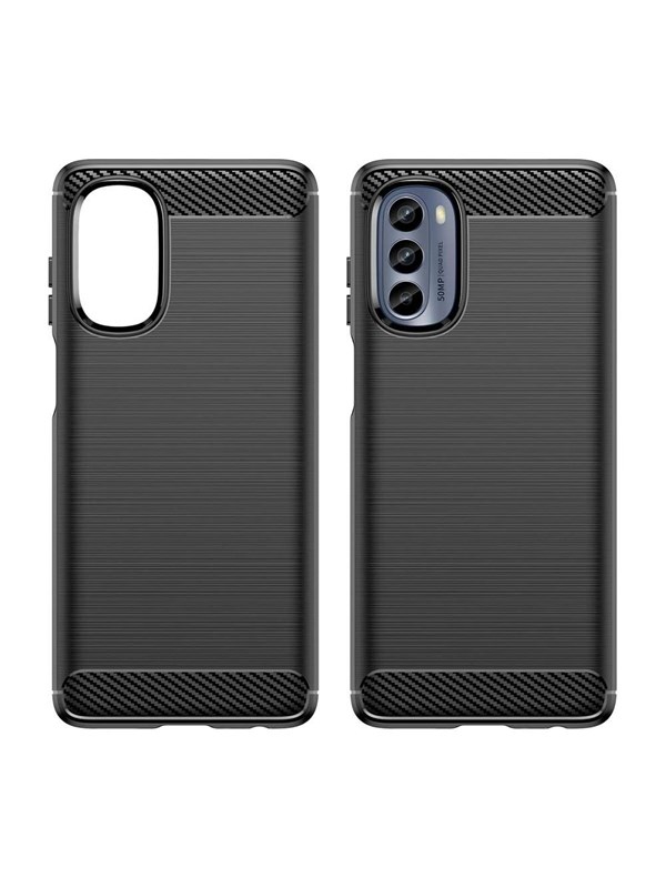 Hurtel Carbon Case for Motorola Moto G62 5G Flexible Silicone Carbon Cover Black