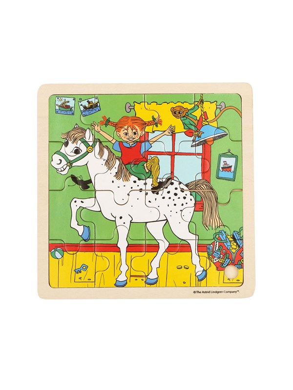 Astrid Lindgren Puzzle 16 Pcs Pippi Longstocking - Square Horse Holz