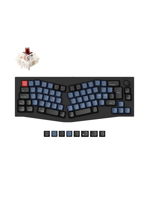 Keychron Q8 QMK Wired 65% Alice Layout - Gateron G Pro Brown - Ergonomische Tastatur - 65% - Nordic ISO - Schwarz