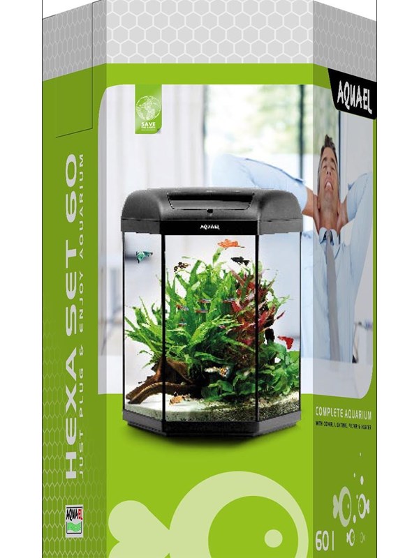 AQUAEL Hexa-starterset 60L Black LED