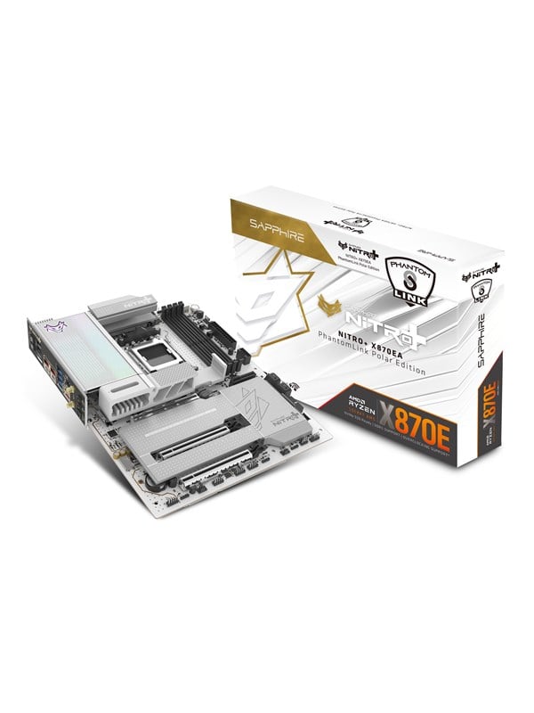 Image of Sapphire NITRO+ X870EA PhantomLink Polar Mainboard - AMD X870E - AMD AM5 - DDR5 RAM - ATX