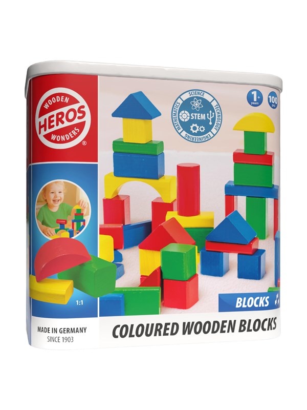 Heros Bausteine - Farbige Holzbausteine, 100 Stück