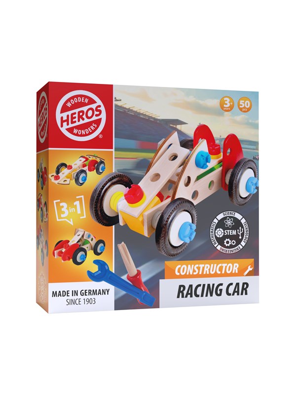 Heros Konstruktionsspielzeug - 3-in-1, Rennwagen, 50 Teile