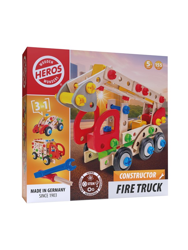 Heros Konstruktionsspielzeug - 3-in-1, Feuerwehrauto, 155 Teile