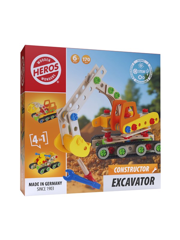 Heros Konstruktionsspielzeug - 4-in-1, Bagger, 170 Teile