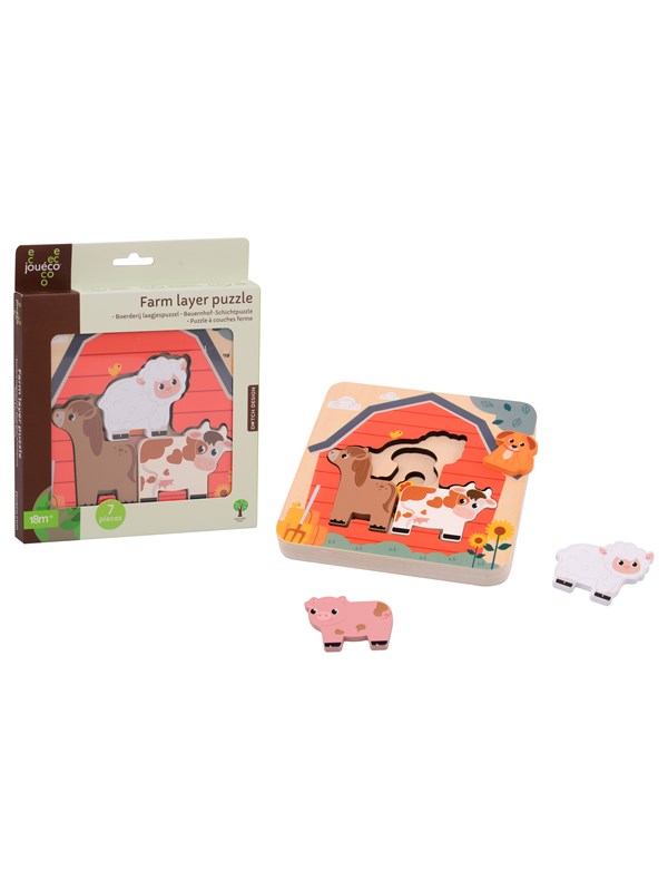 Wooden Layer Puzzle Farm 7 pcs Holz