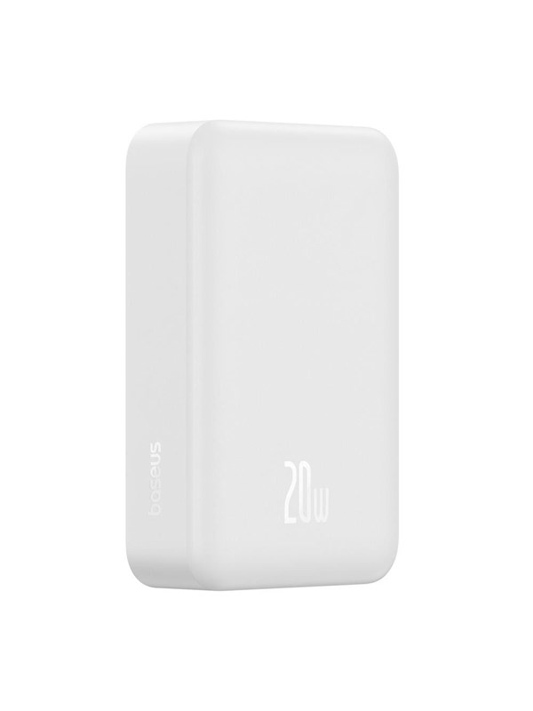 Baseus EnerFill FM41 20000mAh 20W Magnetic Power Bank with USB-C to USB-C Cable 30cm - White Powerbank (Akku) - Weiß - 20000 mAh