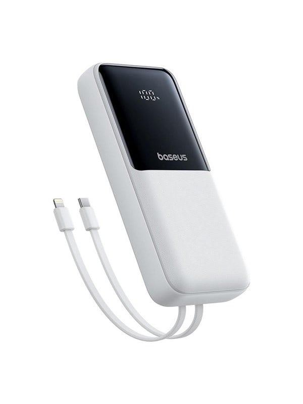 Baseus Lipow 20000mAh 22.5W Powerbank with two built-in cables with additional Simple USB-A - USB-C 3A 20cm cable - white Powerbank (Akku) - Weiß - 20000 mAh