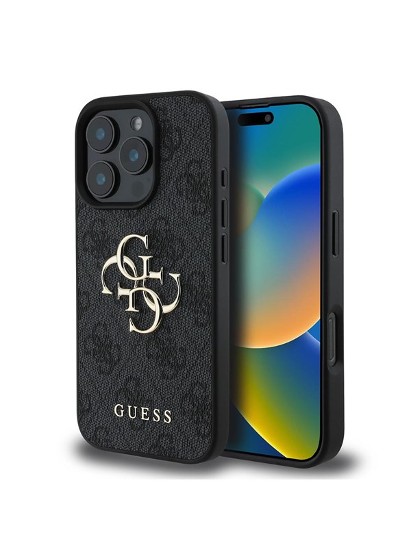 Guess 4G Metal Logo Back Cover für das Apple iPhone 16 Pro - Schwarz