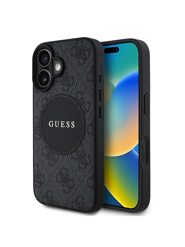 GUESS 4G Circle Classic Logo MagSafe case for iPhone 16 - black