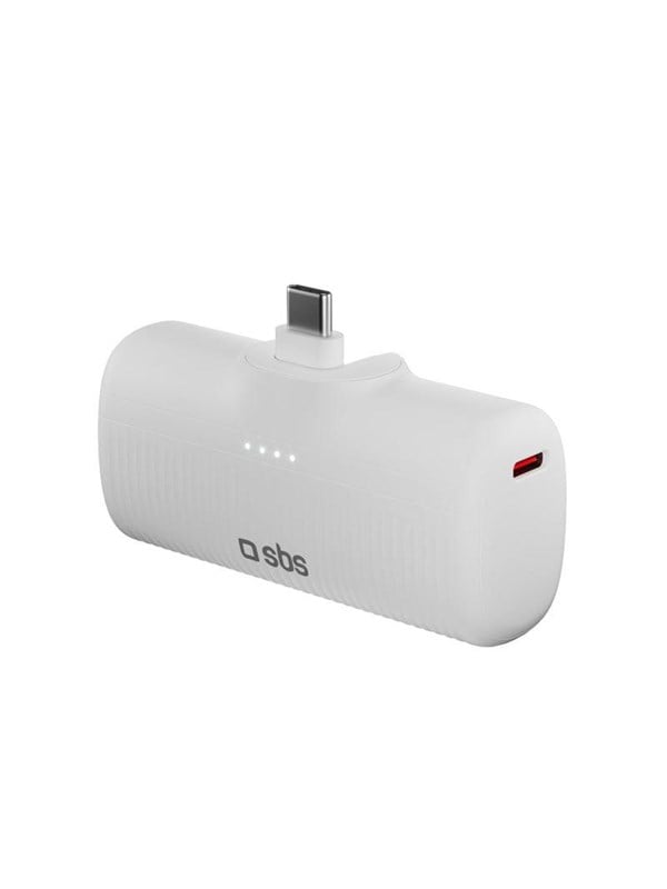 SBS EcoPower 5000 mAh 10W Powerbank with Built-in USB-C Port - White Powerbank (Akku) - Weiß - 5000 mAh