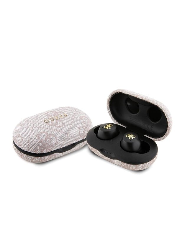 GUESS 4G Metal Bluetooth headphones with ENC docking station - pink