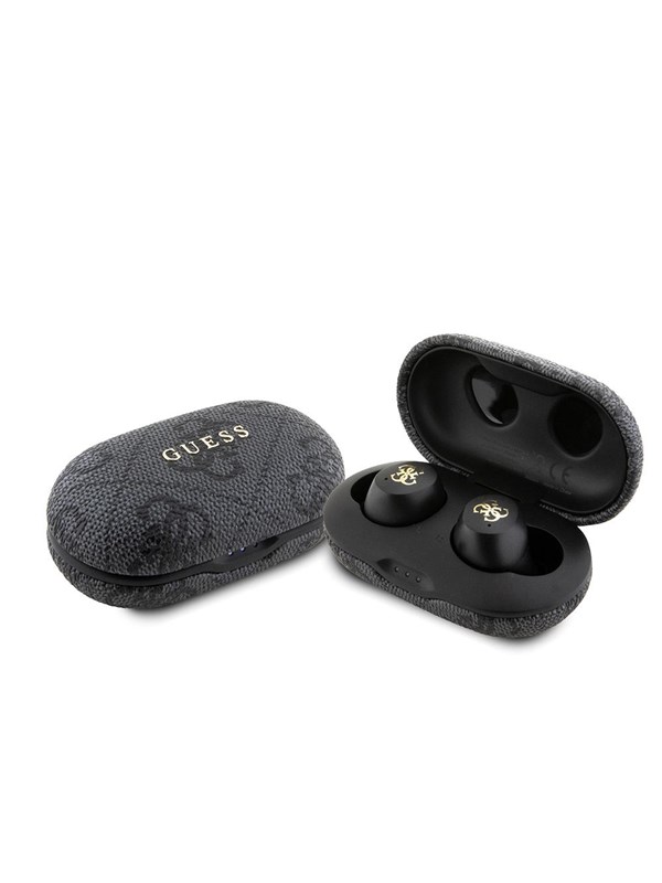 GUESS 4G Metal TWS Headphones with ENC Charging Station - Black